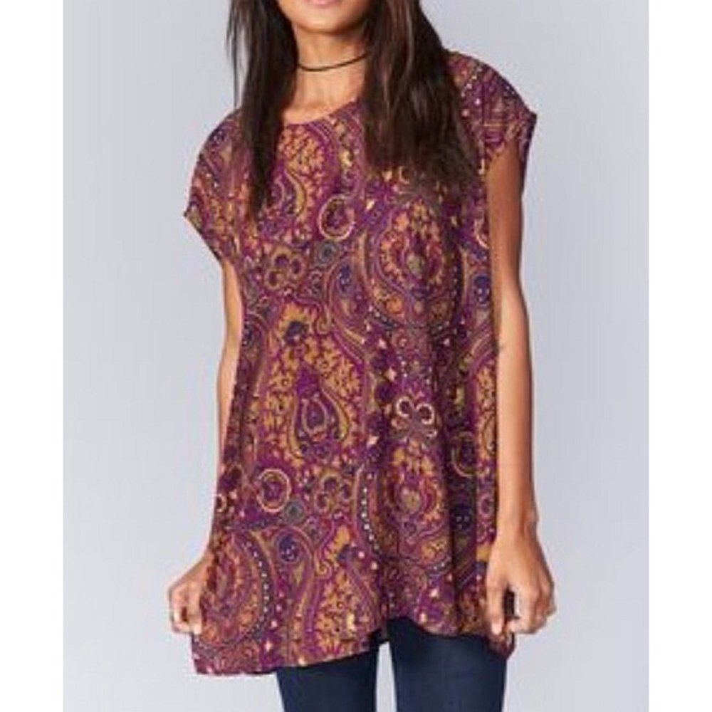 Show Me Your Mumu Faith Tunic Princess Plum Paisley Tapestry Oversized Blouse M